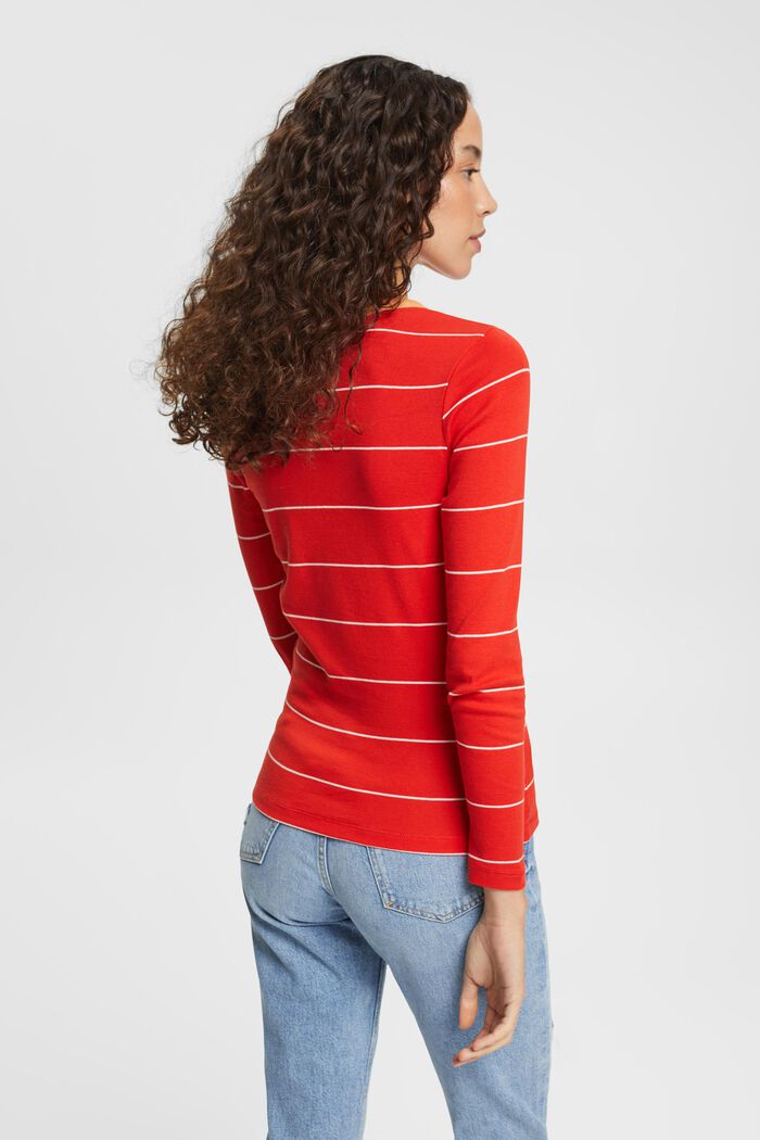 Camiseta de manga larga con diseño de rayas, algodón ecológico, RED, detail image number 3