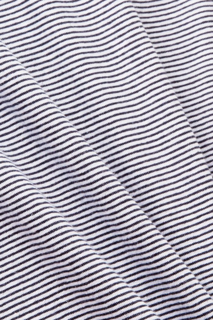 Camiseta de punto a rayas, mezcla de algodón y lino, NAVY, detail image number 5