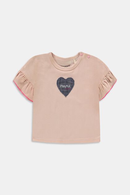 Camiseta con corazón bordado, algodón ecológico