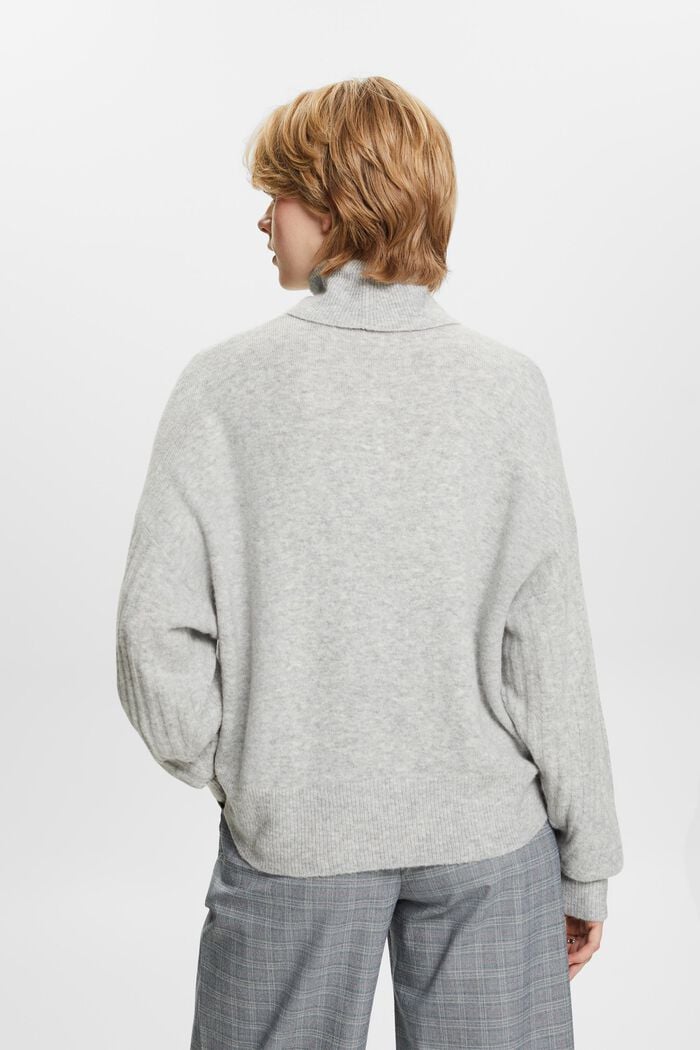 Jersey de cuello alto en mezcla de lana, LIGHT GREY, detail image number 3