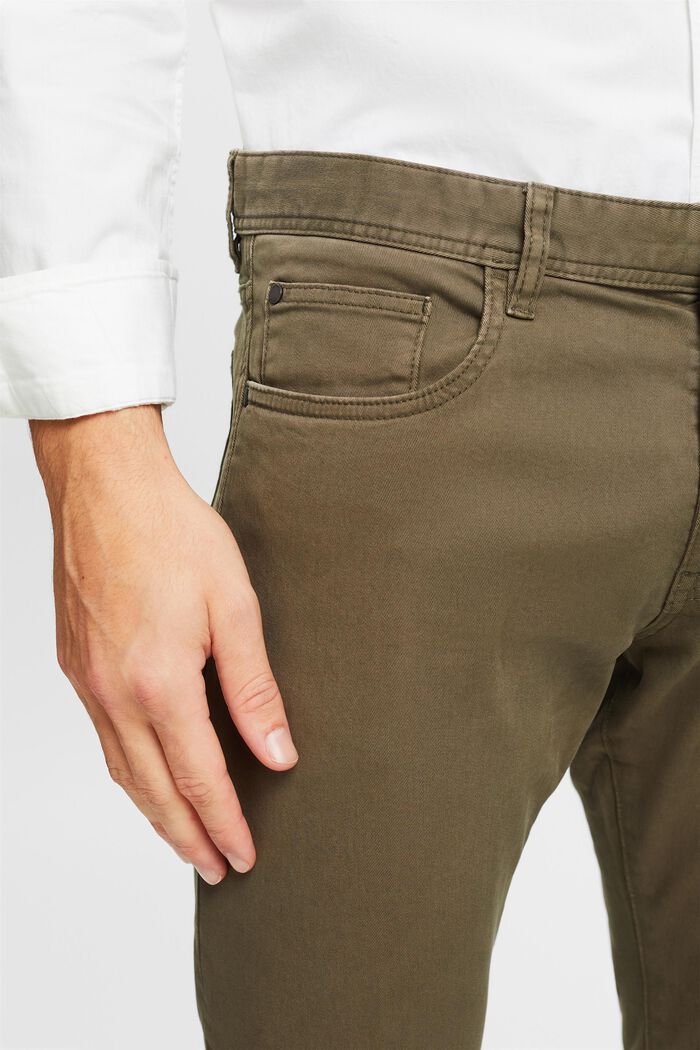 Pantalones slim fit, algodón ecológico, DARK KHAKI, detail image number 4