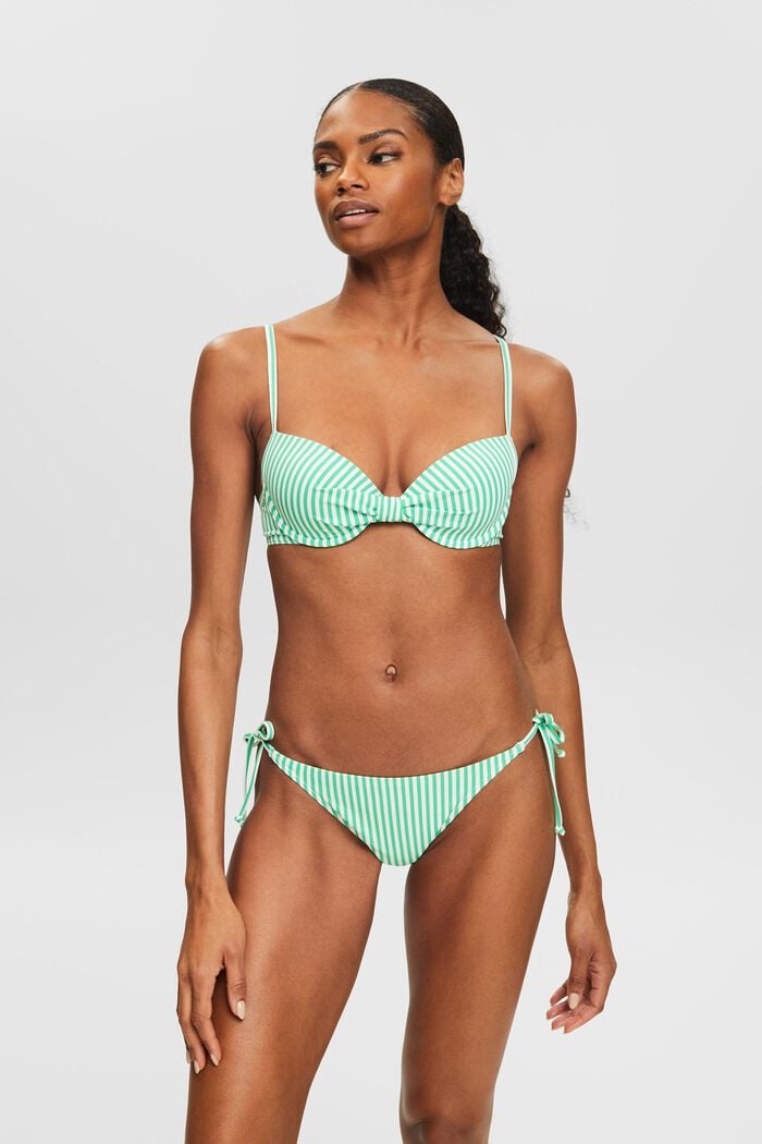 Top de bikini con relleno y diseño de rayas, GREEN, detail image number 0
