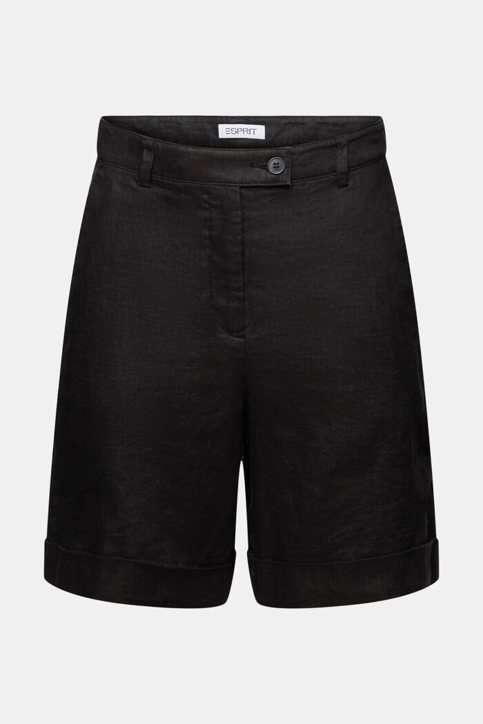 Shorts de lino con dobleces, BLACK, detail image number 6
