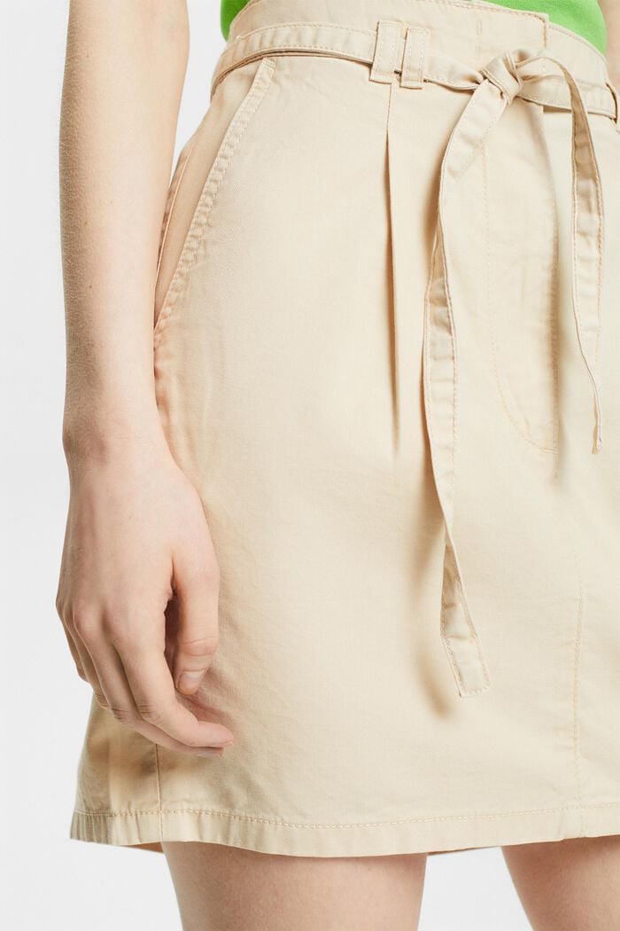 Minifalda estilo chino con cinturón, CREAM BEIGE, detail image number 4