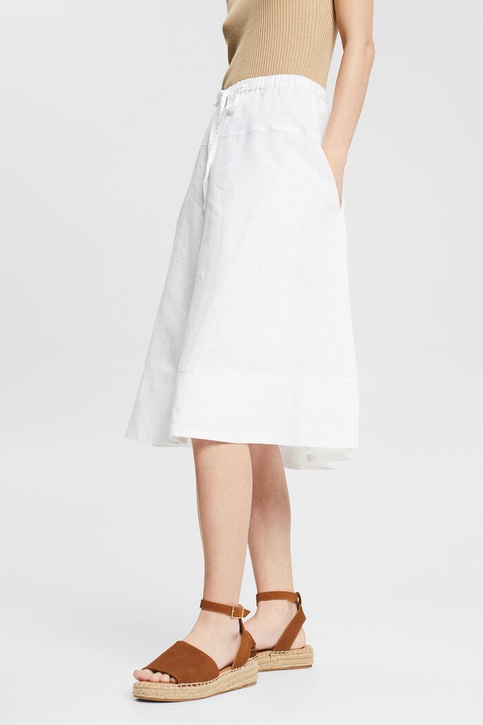 Falda midi en mezcla de lino, WHITE, detail image number 0