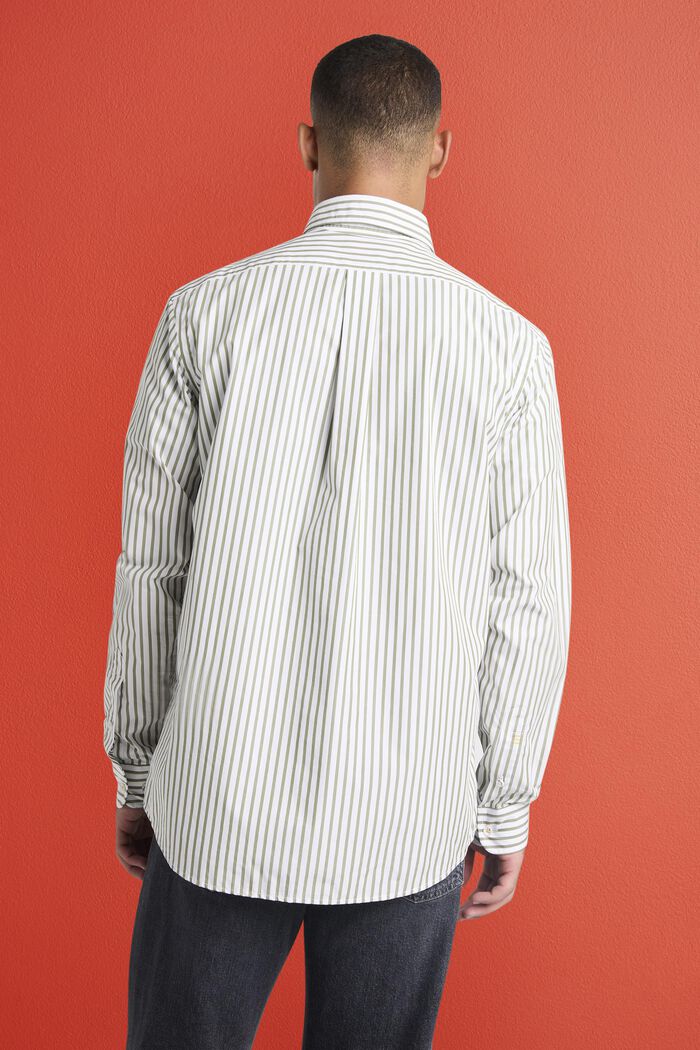 Camisa de popelina de algodón con diseño a rayas, LIGHT KHAKI, detail image number 3