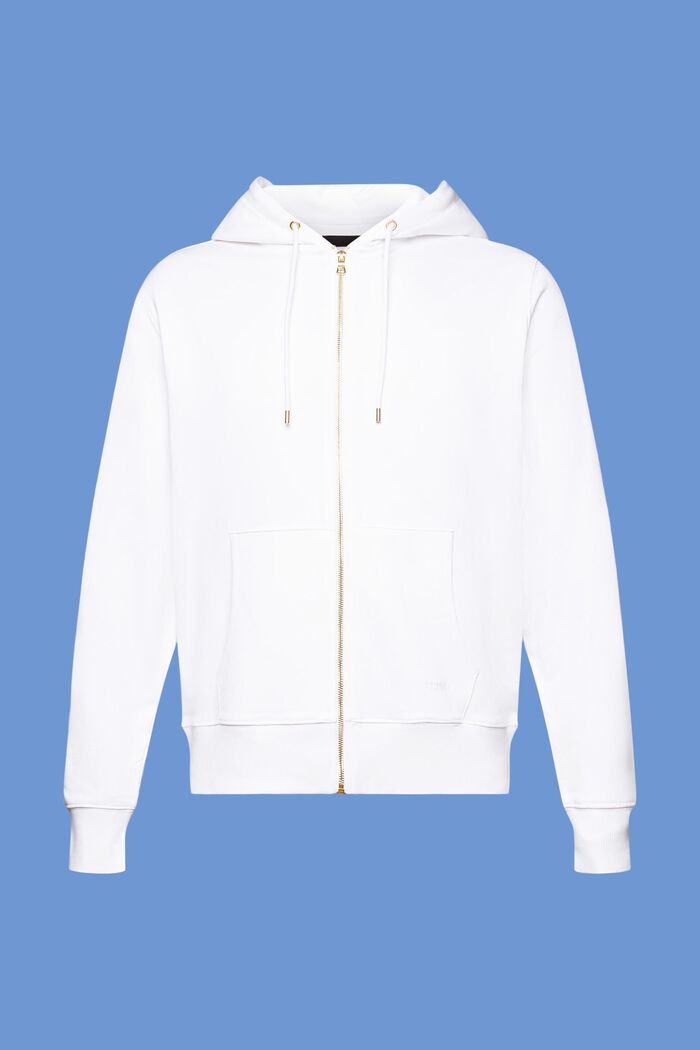 Sudadera con capucha de felpa de algodón a rayas, WHITE, detail image number 5