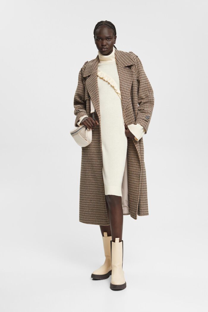 Vestido en mezcla de lana con volantes, LENZING™ ECOVERO™, ICE, detail image number 1