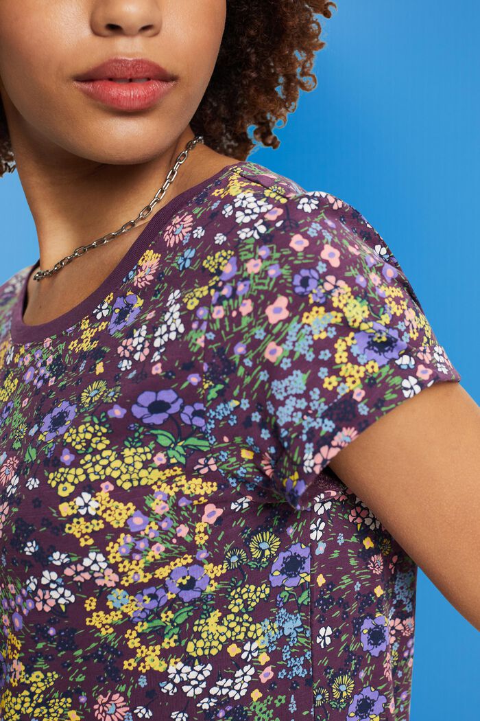 Camiseta de algodón con estampado floral, DARK PURPLE, detail image number 2