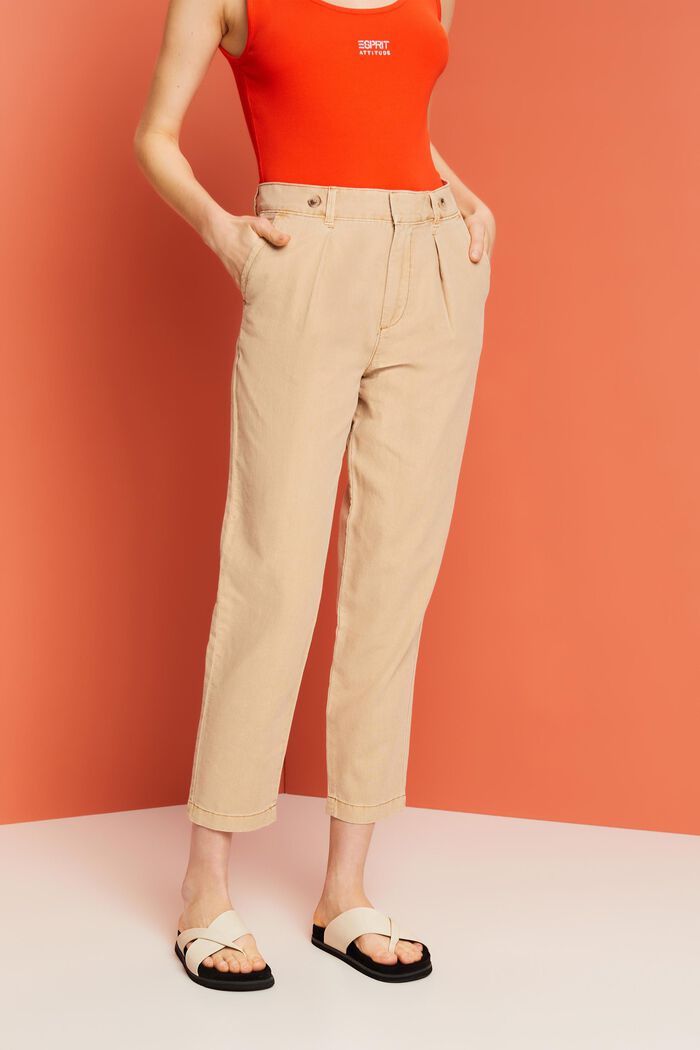 Pantalones chinos de mezcla de lino, SAND, detail image number 0