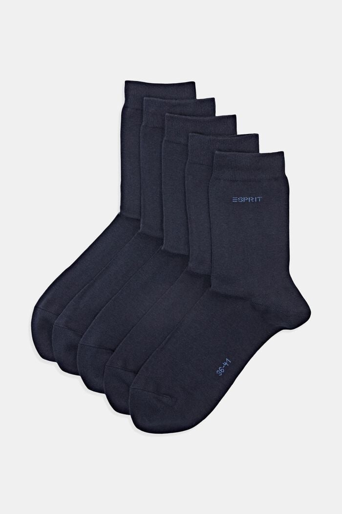 Pack de cinco pares de calcetines unicolor, algodón ecológico, MARINE, detail image number 0