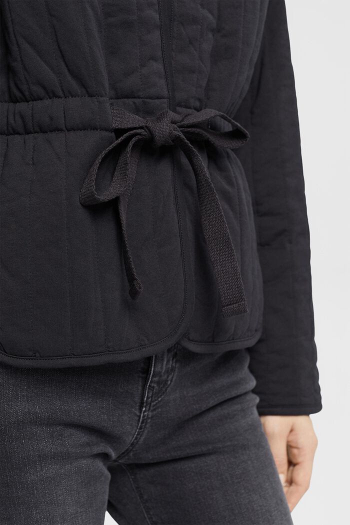 Cárdigan acolchado tipo sudadera con cinturón, BLACK, detail image number 2