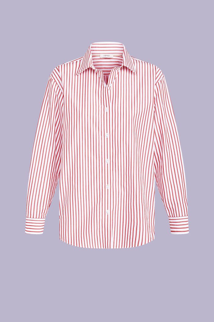 Camisa de popelina de algodón con diseño a rayas, DARK RED, detail image number 6