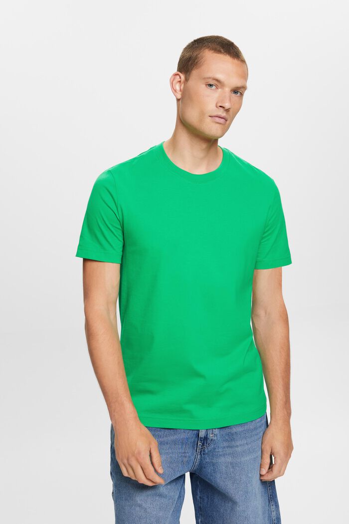 Camiseta de cuello redondo en tejido jersey de algodón Pima, GREEN, detail image number 0