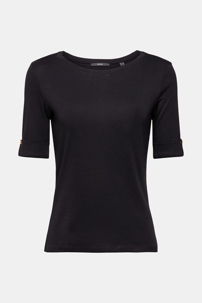 Camiseta con puños remangables en algodón ecológico, BLACK, detail image number 6