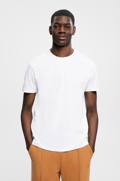 Camiseta de corte ajustado en algodón Pima, WHITE, overview