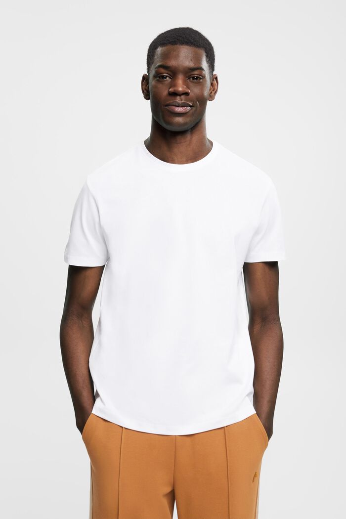 Camiseta de corte ajustado en algodón Pima, WHITE, detail image number 0