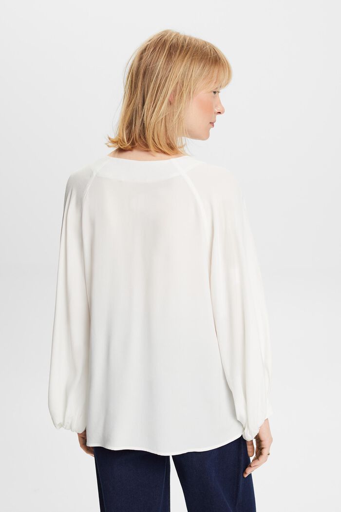 Blusa con cuello en pico, OFF WHITE, detail image number 5