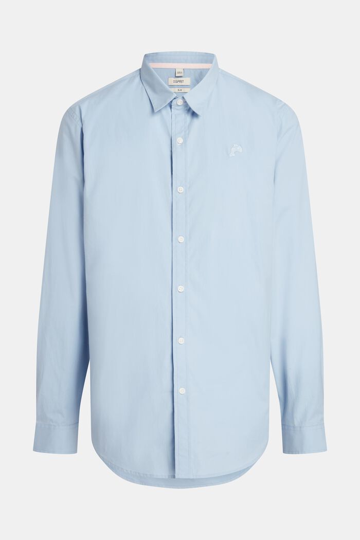 Camisa de corte ceñido de popelina con insignia de delfín, LIGHT BLUE, overview