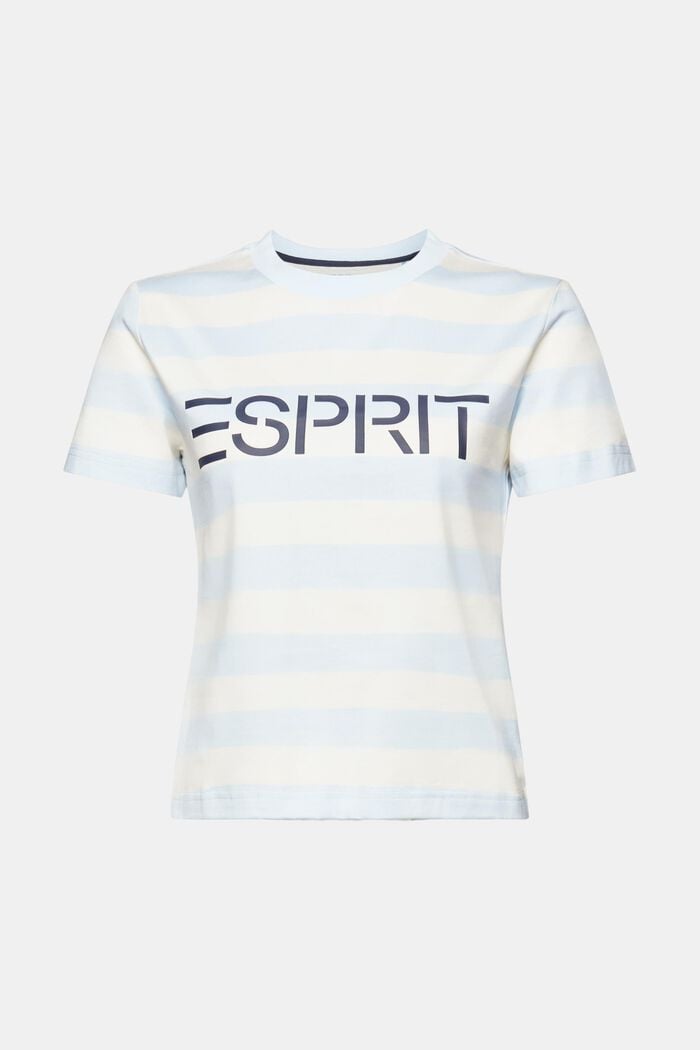 Camiseta de algodón con logotipo a rayas, PASTEL BLUE, detail image number 5