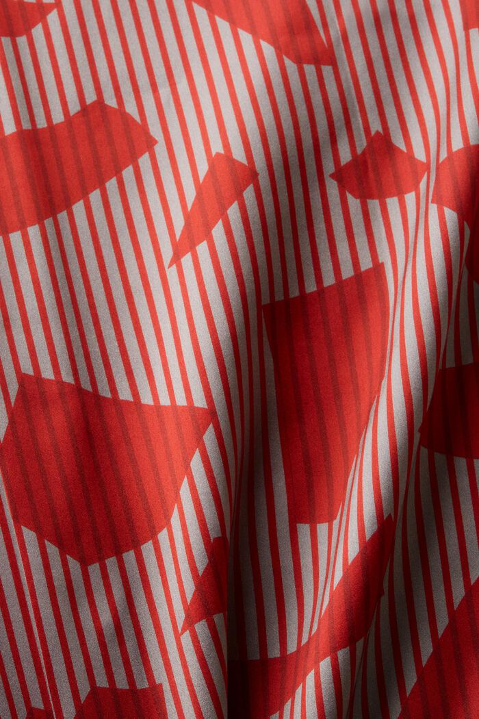 Camisa de seda estampada sin botones en el cuello, DARK RED, detail image number 5