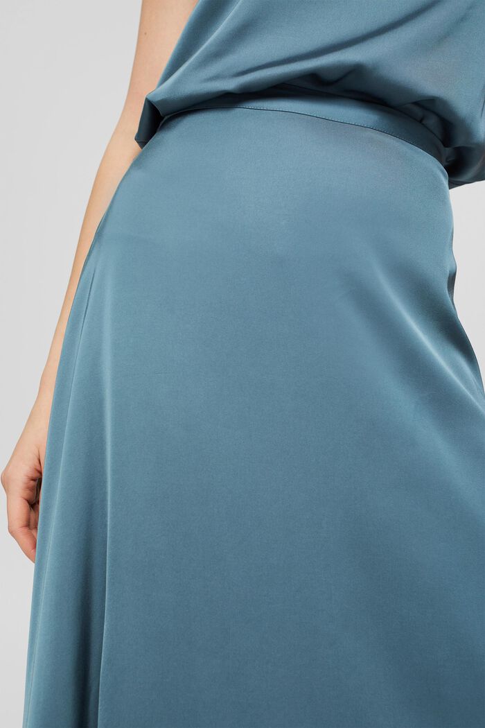 Falda midi con acabado satinado, LENZING™ ECOVERO™, PETROL BLUE, detail image number 2