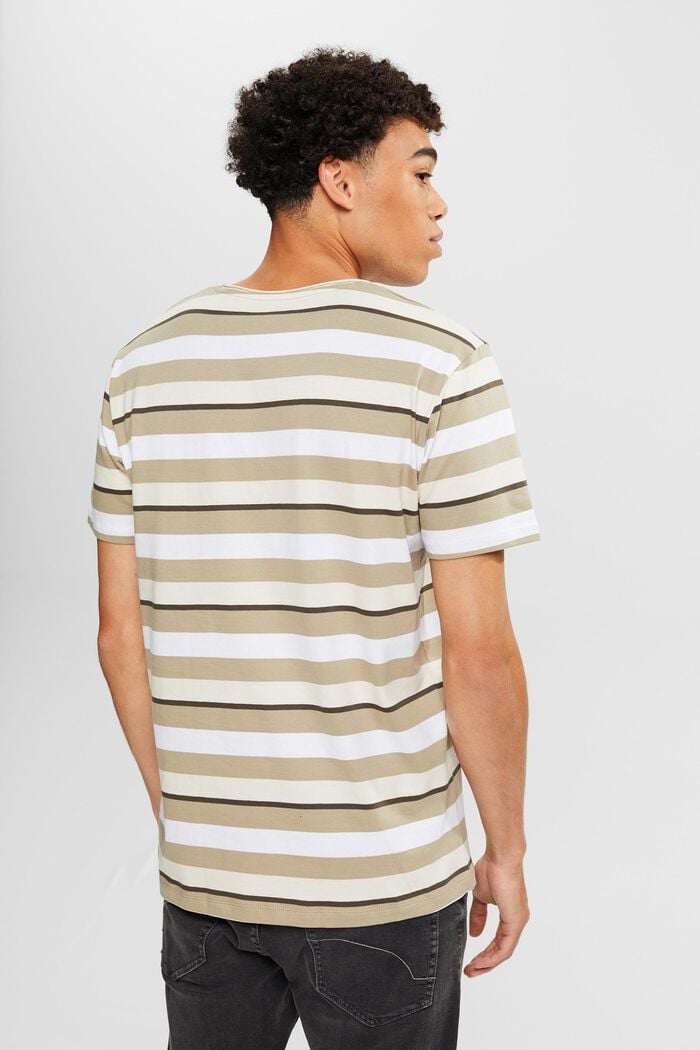 Camiseta de punto con estampado de rayas, CREAM BEIGE, detail image number 3