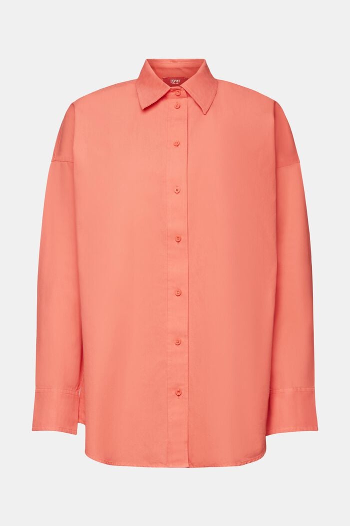 Camisa en popelina de algodón, CORAL RED, detail image number 5