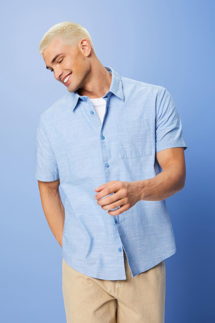 Camisa de algodón con cuello abotonado, LIGHT BLUE, detail image number 0