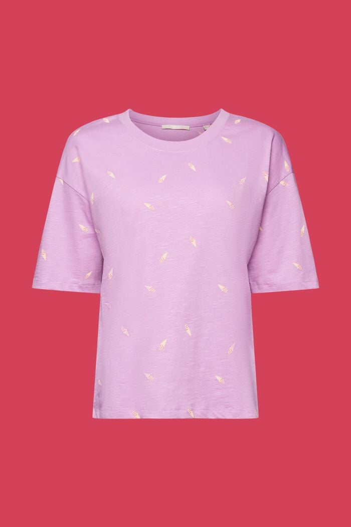 Camiseta con estampado allover, 100% algodón, VIOLET, detail image number 6