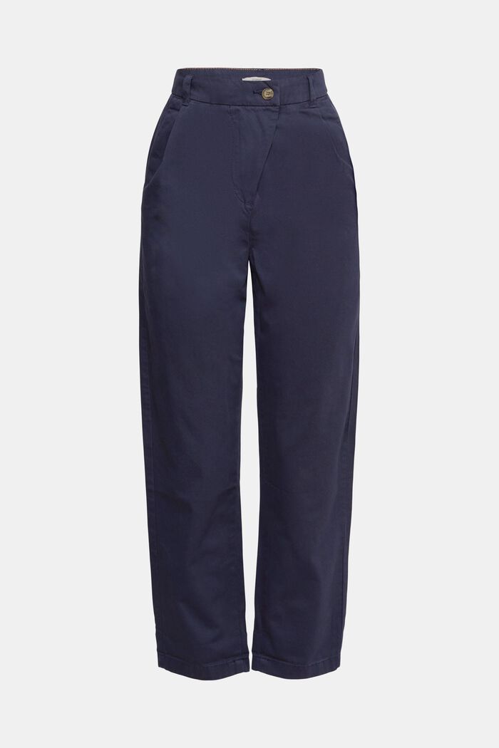 Pantalón chino High-Rise Straight Leg de algodón, NAVY, detail image number 0