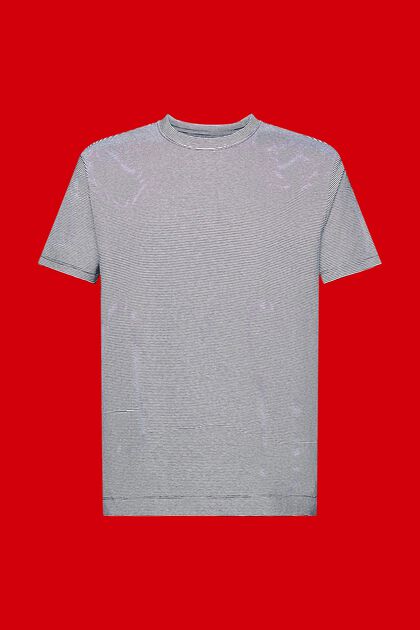 Camiseta de punto a rayas, mezcla de algodón y lino
