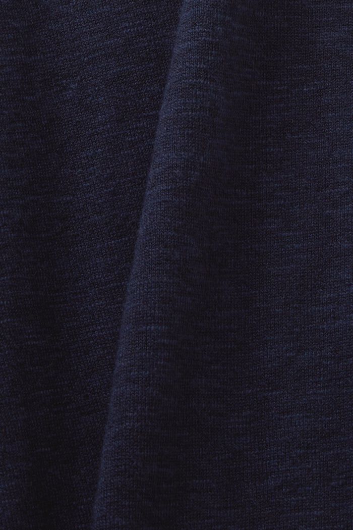 Jersey de algodón y lino con cuello redondo, NAVY, detail image number 4