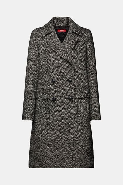 Abrigo en mezcla de lana con diseño de espiga