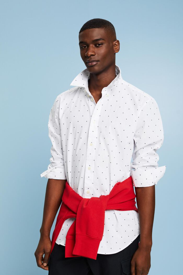 Camiseta de corte ajustado en algodón bordado, WHITE, detail image number 5