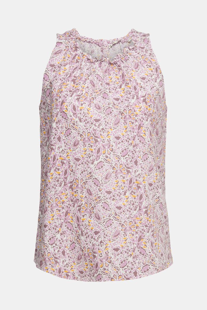 En mezcla de lino: blusa con estampado floral, LILAC, detail image number 6
