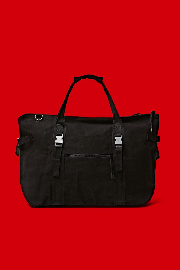 Bolsa de viaje de lona de algodón, BLACK, detail image number 0