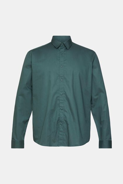 Camisa de algodón sostenible, DARK TEAL GREEN, overview
