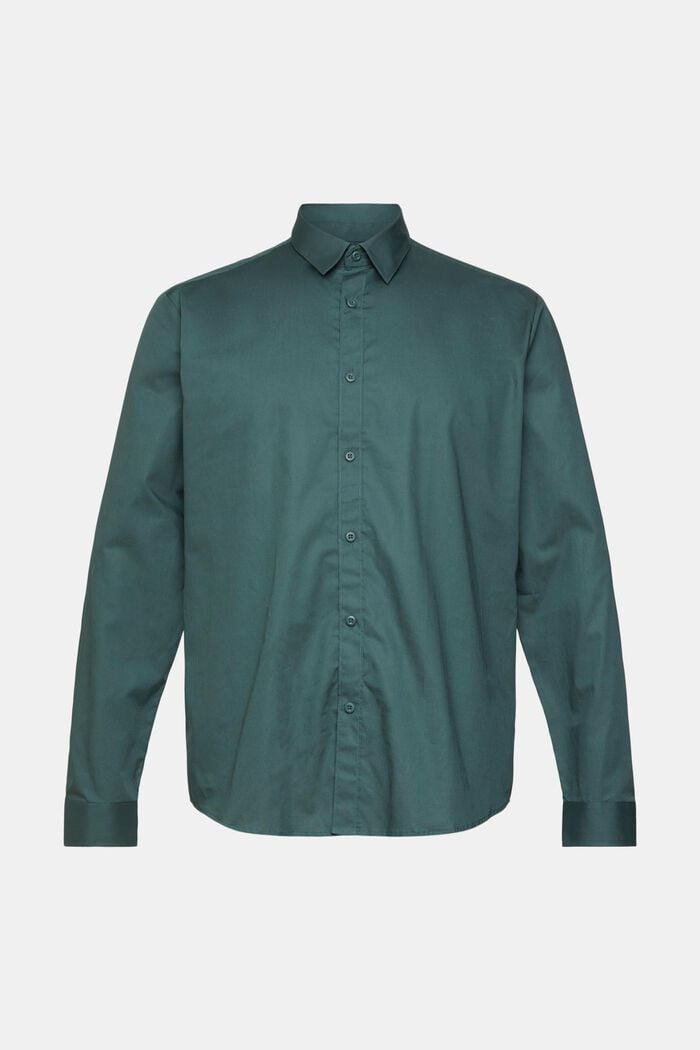 Camisa de algodón sostenible, DARK TEAL GREEN, detail image number 5