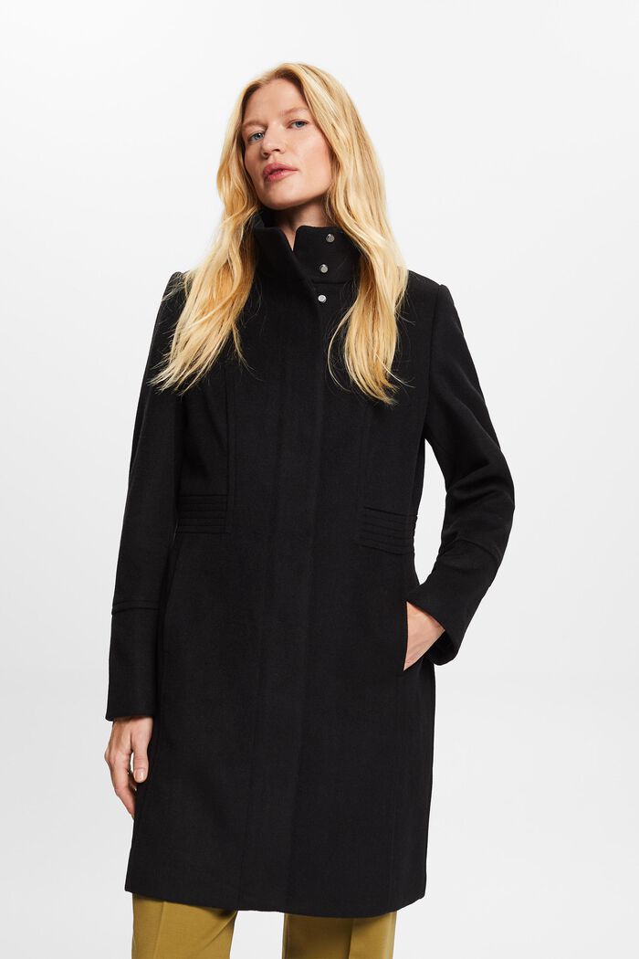 Reciclado: abrigo con lana, BLACK, detail image number 1