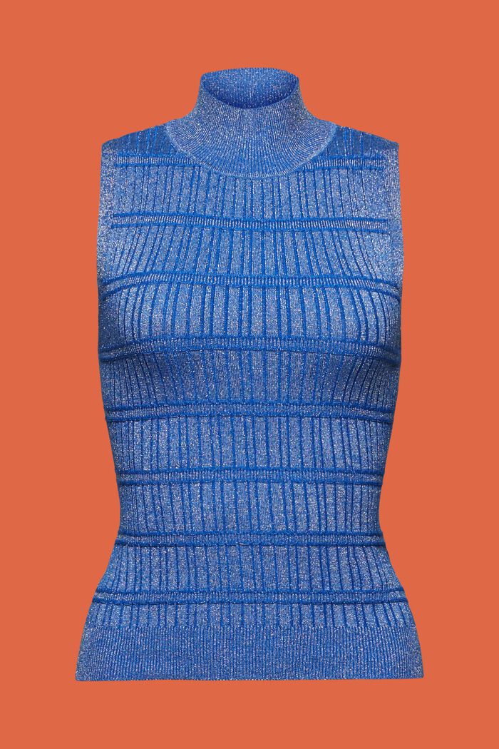 Tejido jersey lamé sin mangas y cuello alto, BRIGHT BLUE, detail image number 5