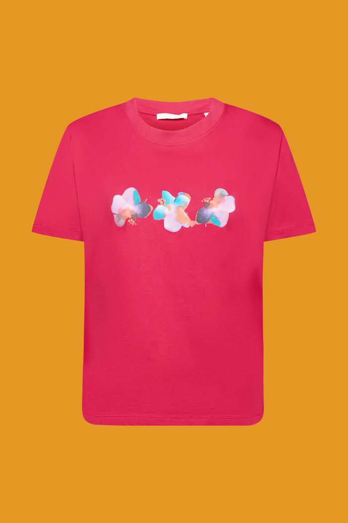 Camiseta de algodón con estampado floral, DARK PINK, detail image number 5