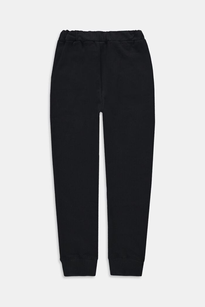 Pantalón de felpa con logotipo, 100% algodón, BLACK, detail image number 1