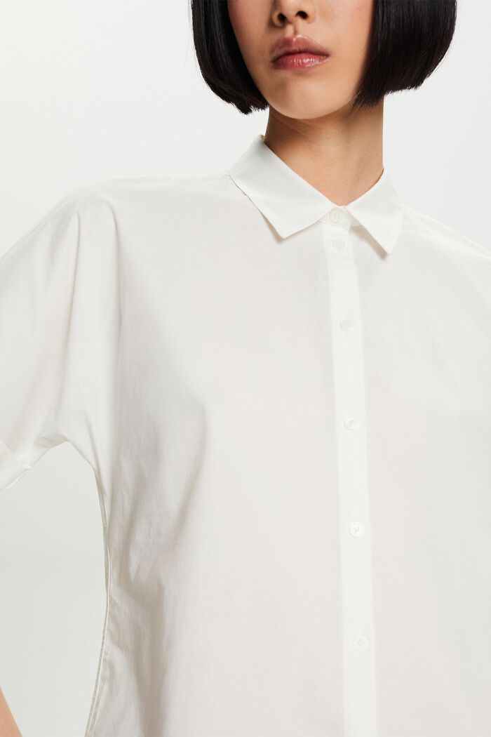 Camisa de popelina de algodón con manga corta, OFF WHITE, detail image number 4