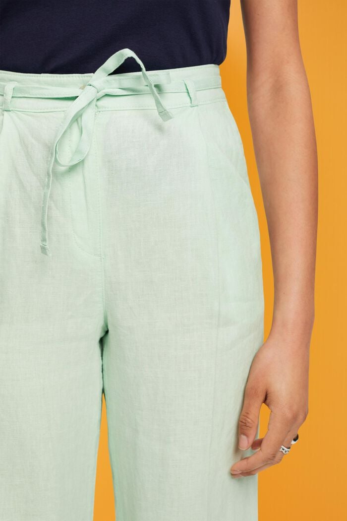 Pantalones de lino con pernera ancha, PASTEL GREEN, detail image number 2