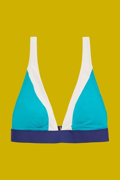 Top de bikini con relleno y diseño de bloques de color
