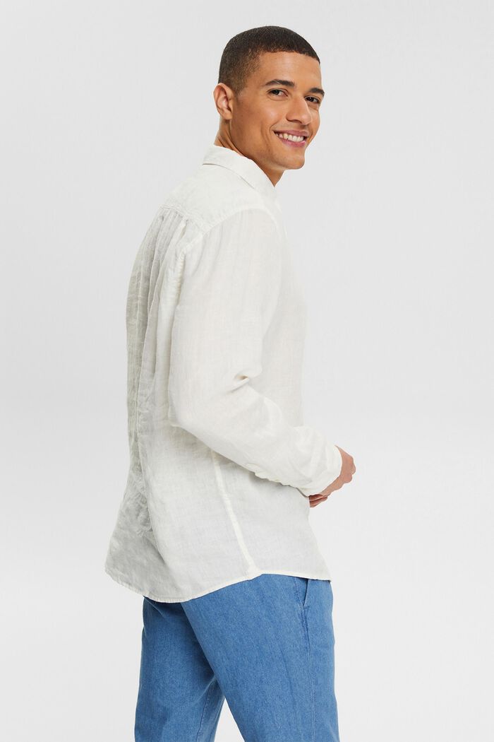 Camisa de 100% lino, OFF WHITE, detail image number 3