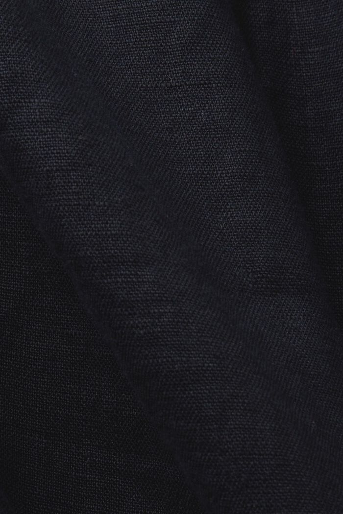Blusa sin mangas de lino de corte babydoll, BLACK, detail image number 4