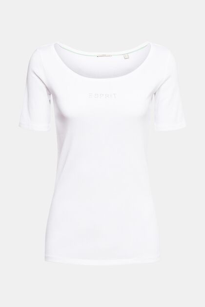 Camiseta con logotipo de strass, WHITE, overview