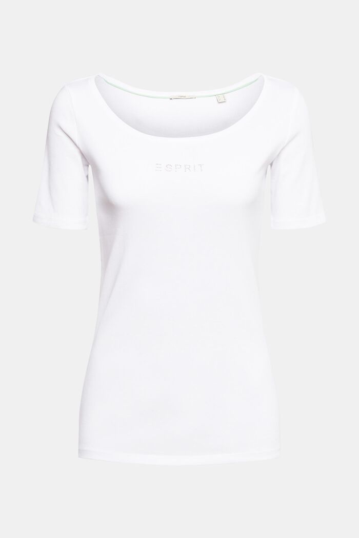 Camiseta con logotipo de strass, WHITE, detail image number 5